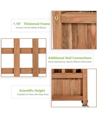 50 Inch Wood Planter Box with Trellis Mobile Raised Bed for Climbing Plant