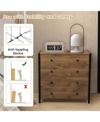 4-Drawer Dresser Modern Chest of Drawers Wooden Storage Dresser