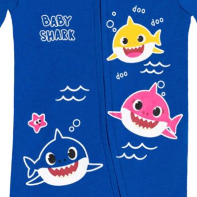 Baby Boys Pinkfong Shark 2 Pack Zip Up Sleep N' Play Coveralls