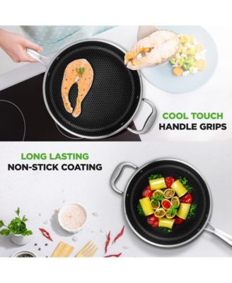 Jumbo Cooker with Glass Lid - Triply Stainless Steel Cookware, DAKIN Etching Non-Stick Coating Inside and Outside