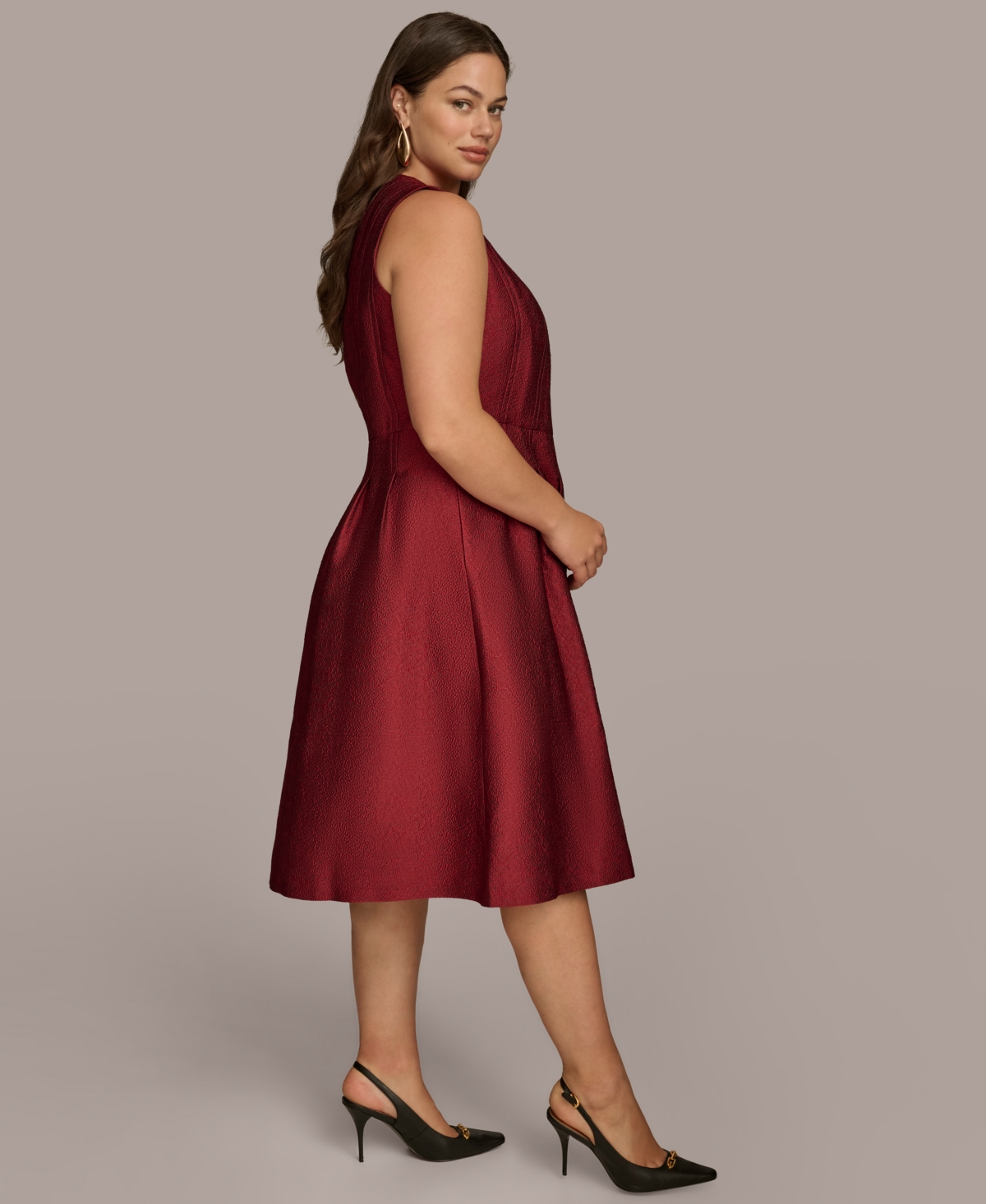 Donna Karan New York Plus Size Jacquard Fit & Flare Dress