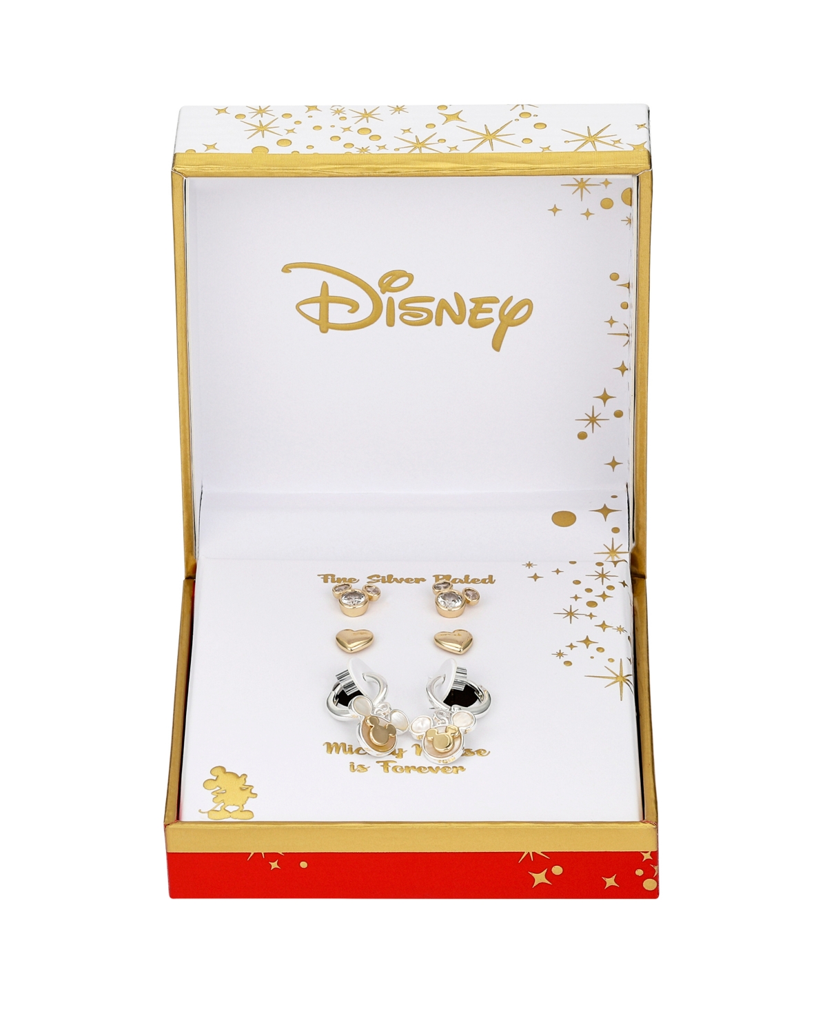 Disney Cubic Zirconia And Mother Of Pearl Mickey Mouse Hoop Stud Earring Set In Two Tone