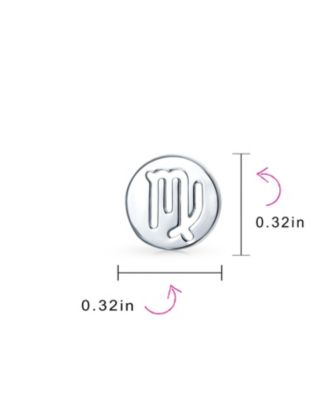 Tiny Simple Round Astrology Virgo Horoscope Zodiac Stud Earrings Sterling Silver