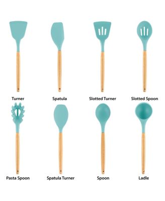  Set of 9 Silicone and Wood Cooking Utensils