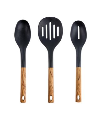 Black Nylon Cooking Utensils with Wood Design, Set of 7