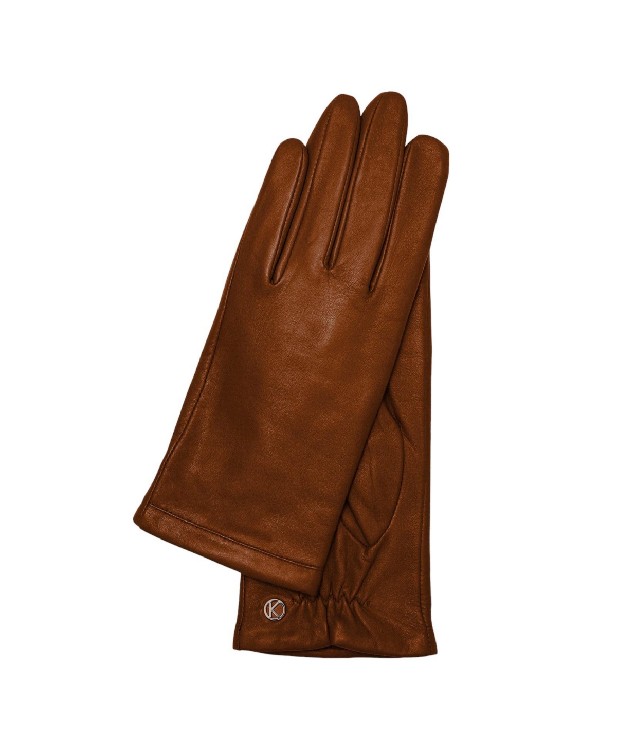 Women`s Premium Lamb Leather Touchscreen Gloves "Chelsea" - Medium brown