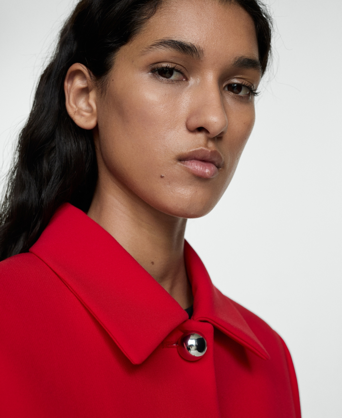 Shop Mango Women's Buttoned Cropped Jacket In Red
