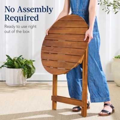 3-Piece Acacia Wood Bistro Set, Folding Patio Furniture w/ 2 Chairs, Table