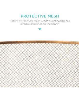 3-Panel Steel Mesh Fireplace Screen, Spark Guard