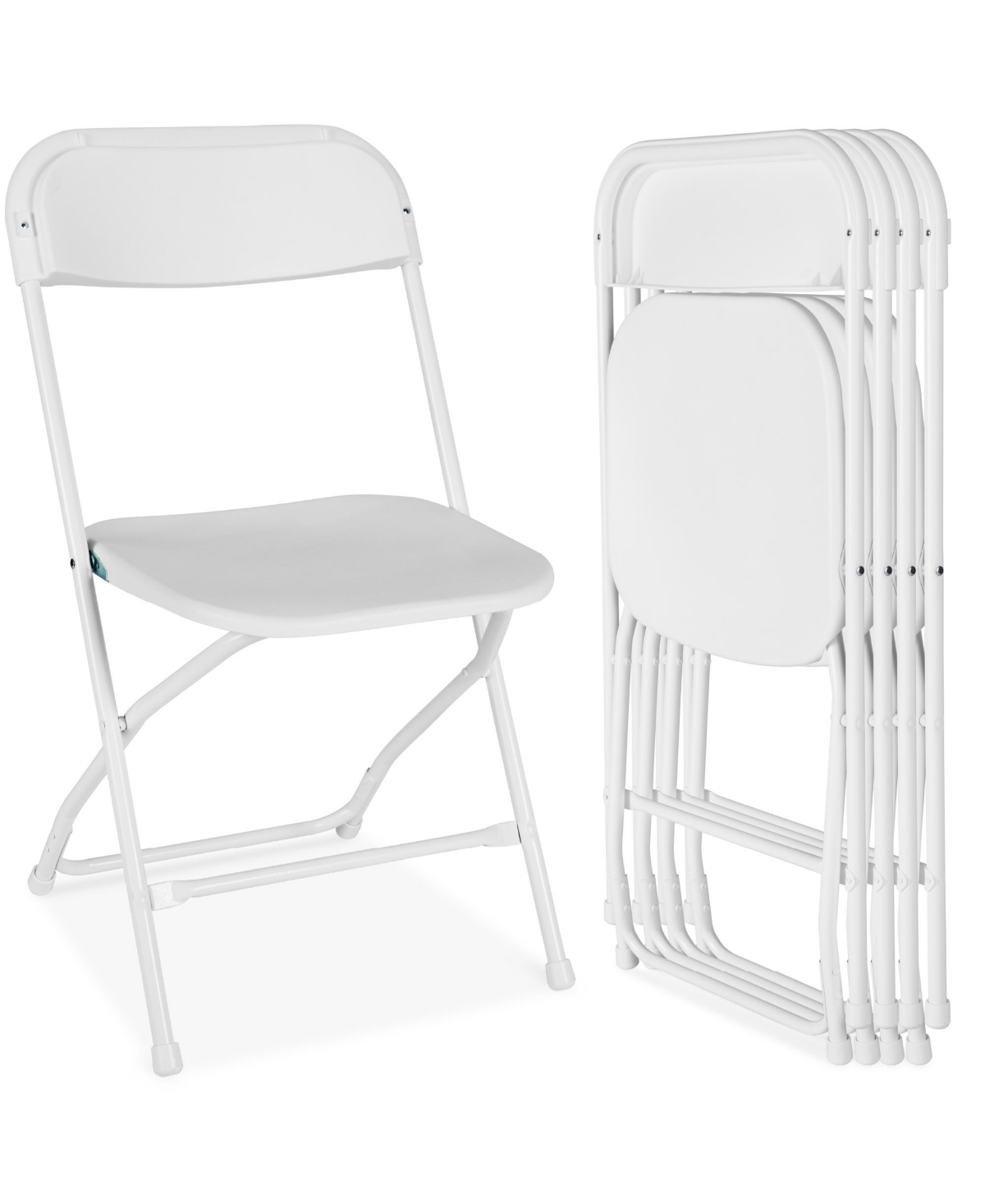 Set of 4 Folding Stacking Plastic Chairs w/ Non-Slip Feet, 350lb Capacity - Black