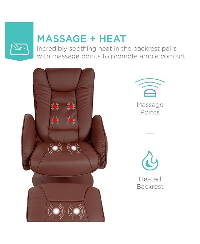 Color Brown Best Choice Products Faux Leather Electric Massage Recliner Chair w/ Stool Ottoman, Remote Control, 5 Modes - Brown - NO SIZE