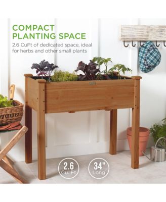 34x18x30in Raised Garden Bed, Elevated Wood Planter Box for Kids, Patio w/ Bed Liner