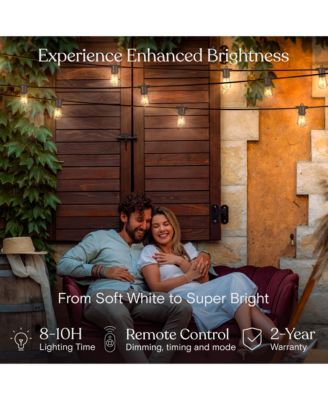 Ambience Pro 27 ft Outdoor Solar LED String Lights with Spiral Bulbs