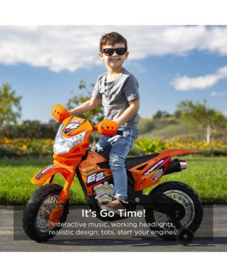 6V Kids Electric Battery Powered Ride On Motorcycle w/ Training Wheels, Lights, Music