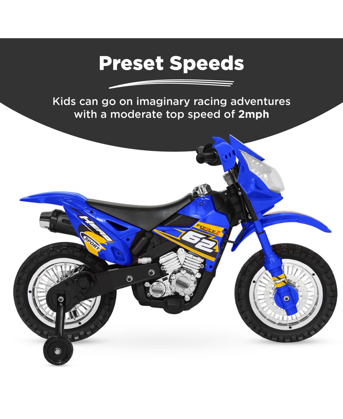 Детская игрушка Best Choice Products 6V Kids Electric Ride On Motorcycle with Training Wheels and Lights, 44 lbs Capacity, Ages 3+, цвет: Синий — фото 6