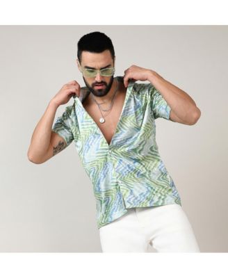 Men's Grass Green & Navy Blue Ripple Shirt