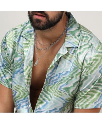 Men's Grass Green & Navy Blue Ripple Shirt