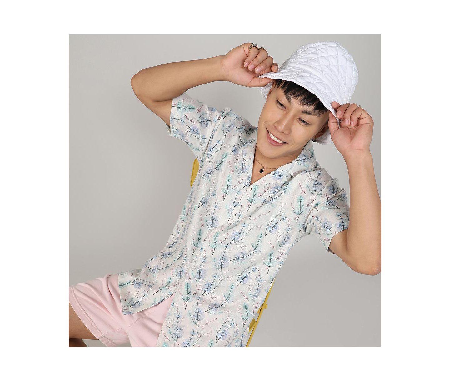 Мужская рубашка Cahoot Campus Sutra Ivory White & Icy Blue Flora Tint, цвет: Белый — фото 4