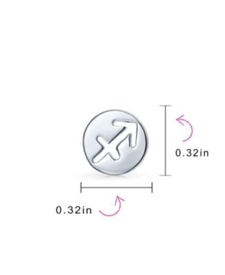 Tiny Simple Round Astrology Sagittarius Horoscope Zodiac Stud Earrings .925 Sterling Silver