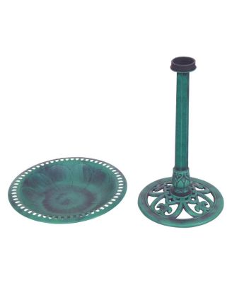 Outdoor Garden Green Pedestal Bird Bath Feeder