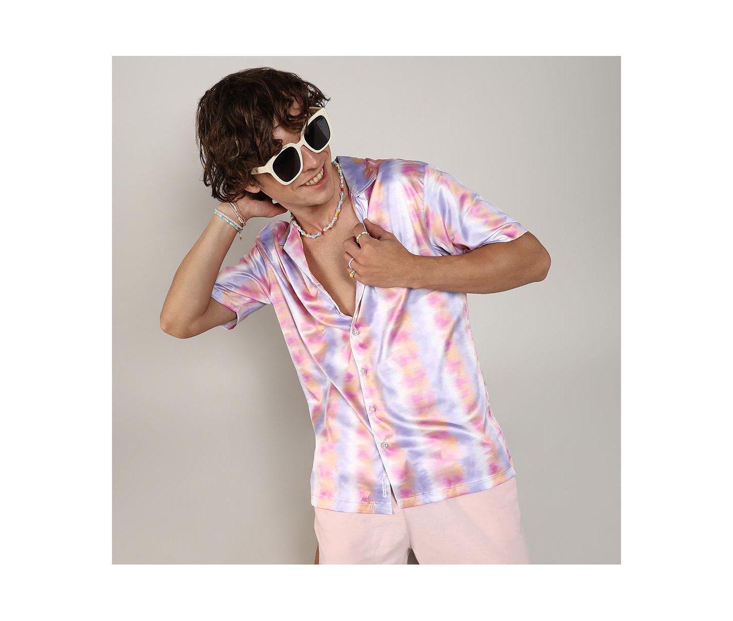 Мужская рубашка Cahoot Campus Sutra Lavender & Pale Orange Relaxed Ombre, цвет: Розовый — фото 4