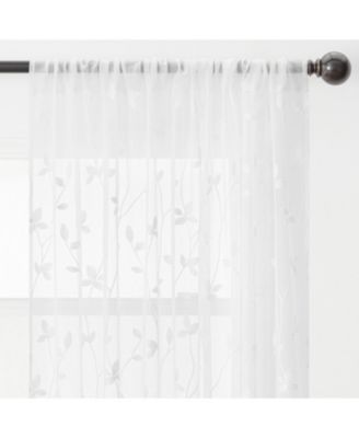 Premium Embroidered Vine Curtains - Sheer Curtains for Living Room, Bedroom, Kitchen - 52" x 108" - White, 2 Panels