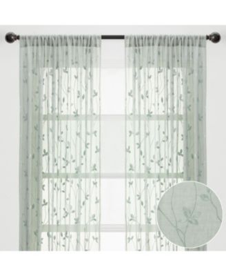 Premium Embroidered Vine Curtains - Sheer Curtains for Living Room, Bedroom, Kitchen - 52" x 108" - White, 2 Panels
