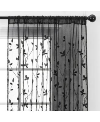 Premium Embroidered Vine Curtains - Sheer Curtains for Living Room, Bedroom, Kitchen - 52" x 63" - White, 2 Panels