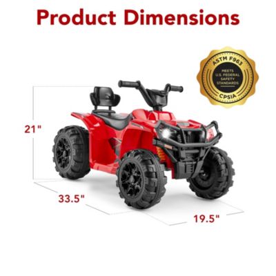 12V Kids Ride-On ATV Quad w/ Bluetooth, 2.4mph Max, Treaded Tires, LED Lights, Radio