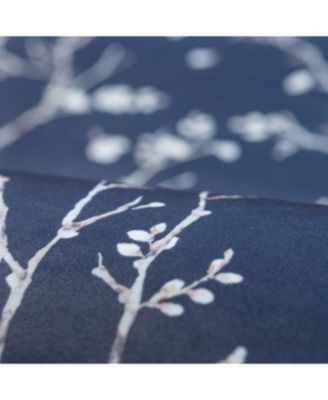 Premium 2-Panel Sakura Cherry Tree Soft Velvet Curtains - 3-in-1 Back Tab, Rod Pocket, Ring Tab- for Windows Living Room Bedroom - Partial Room Darkening Drapes for Privacy 52 x 108 Inches