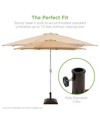 26lb Heavy-Duty Steel Square Patio Umbrella Base Stand w/ Decorative Basketweave Pattern - Bronze