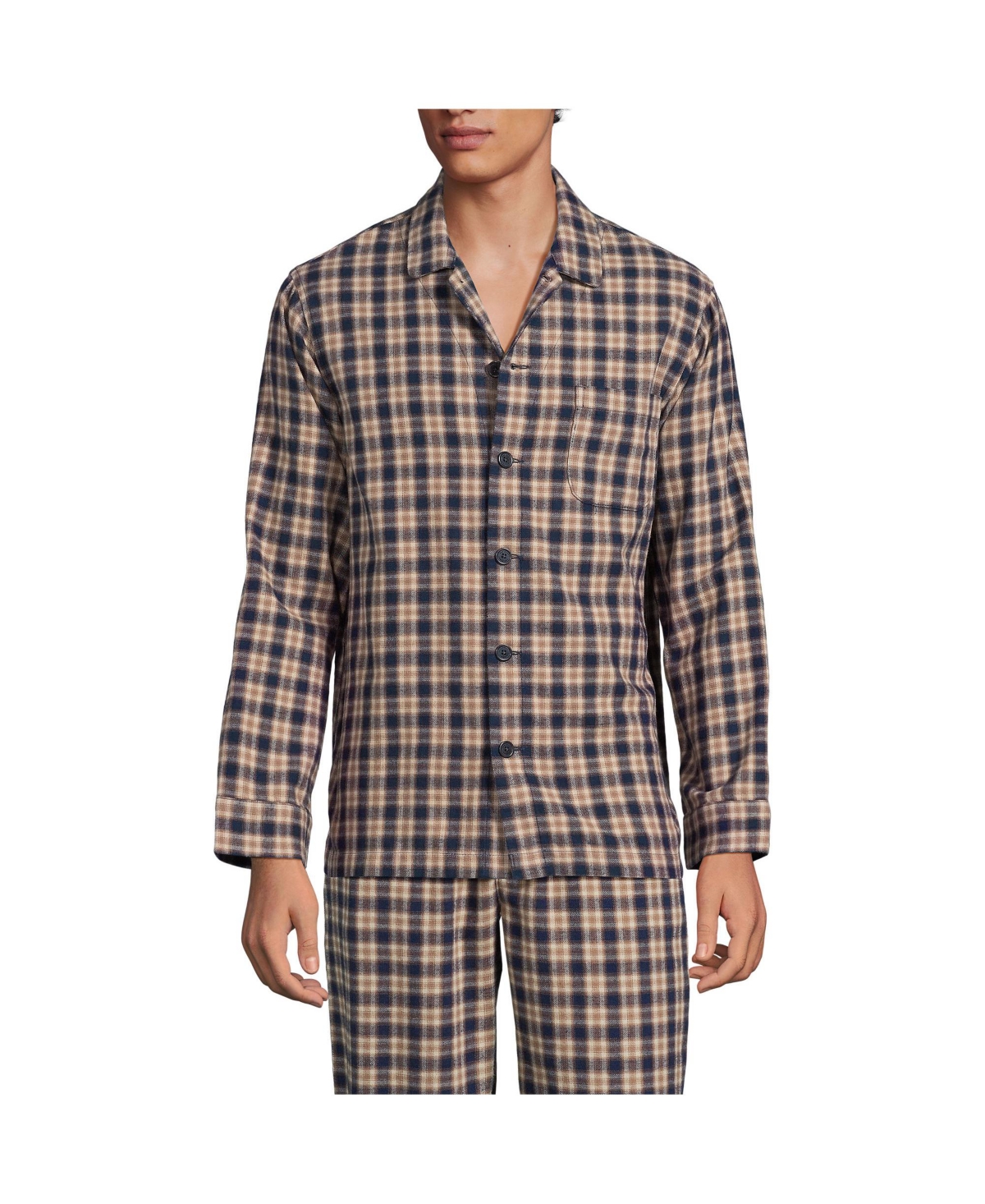 Men's Classic Fit Flannel Pajama Shirt - Rich burgundy/navy plaid