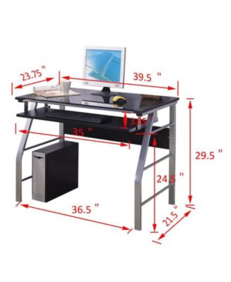 Metal and Glass Top Home Office Computer Desk/Table
