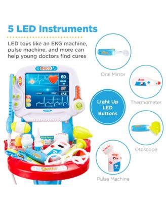 Play Doctor Kit for Kids, Pretend Medical Station Set with Carrying Case, Mobile Cart