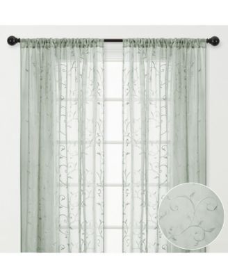 Chanasya Premium Embroidered Swirl Vine Curtains - Sheer Curtains for ...