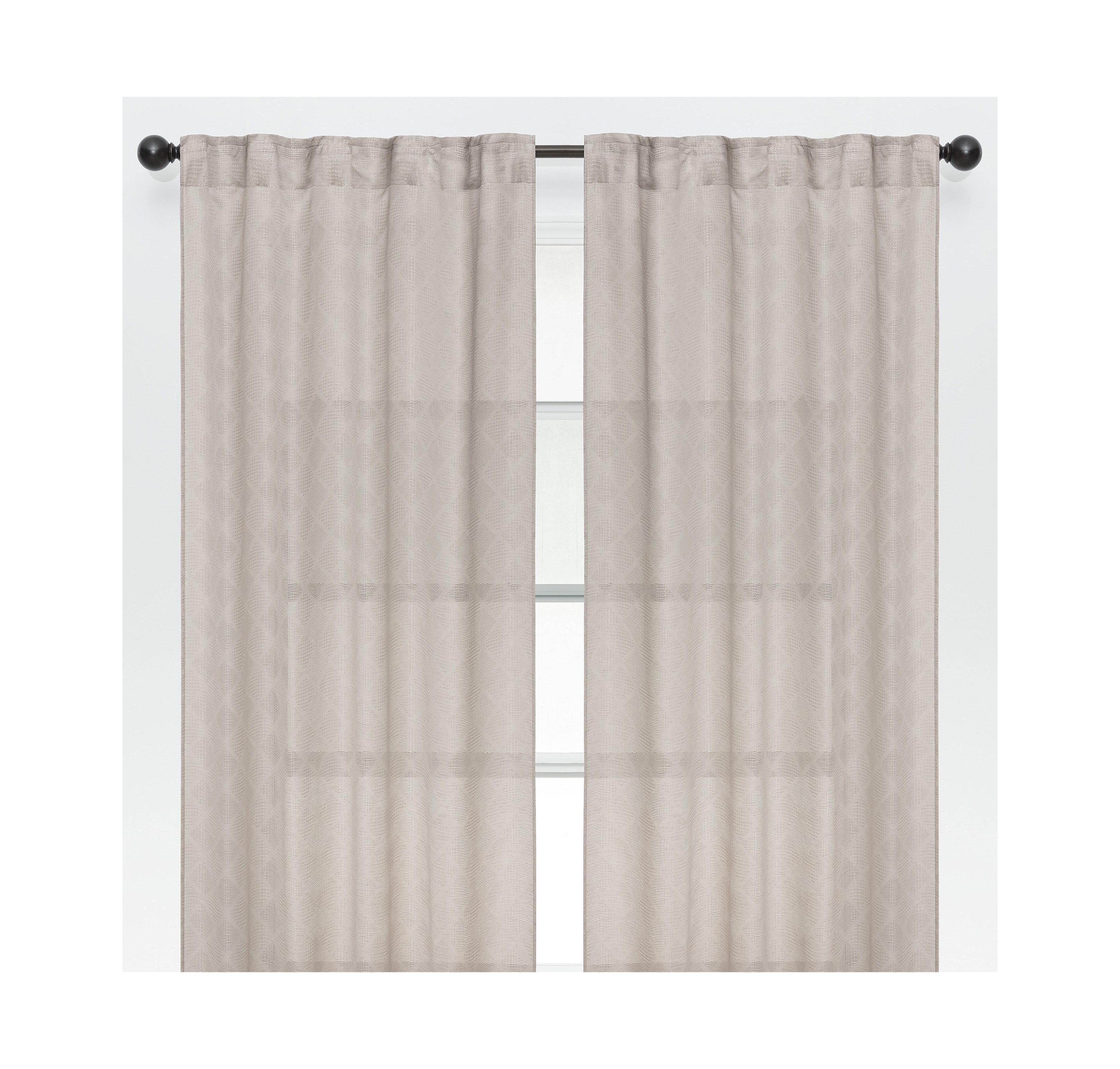 Chanasya Premium 2-Panel Diamond Textured Semi Sheer Curtain Panels - 3-in-1 Back Tab, Rod Pocket