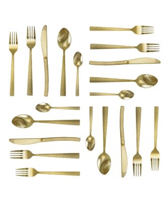 Baily 20 Piece Flatware Utensil Set, Stainless Steel Silverware Metal Service for 4 in Light Gold