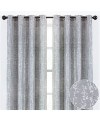 Premium 2-Panel Floral Jacquard Textured Beige Curtains with Grommets for Windows Living Room Bedroom Office - Partial Room Darkening Drapes for Privacy Decor - 52 x 96 Inch Long - Beige