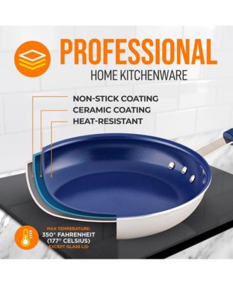 10'' Medium Fry Pan with Lid - Non-stick Pan with Silicone Handle, Ceramic Coating Inside