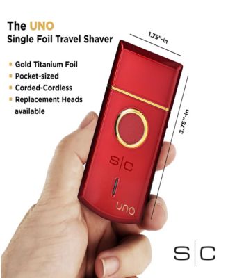 Uno Travel Sized Single USB Rechargeable Mens Foil Shaver with Cap- Red