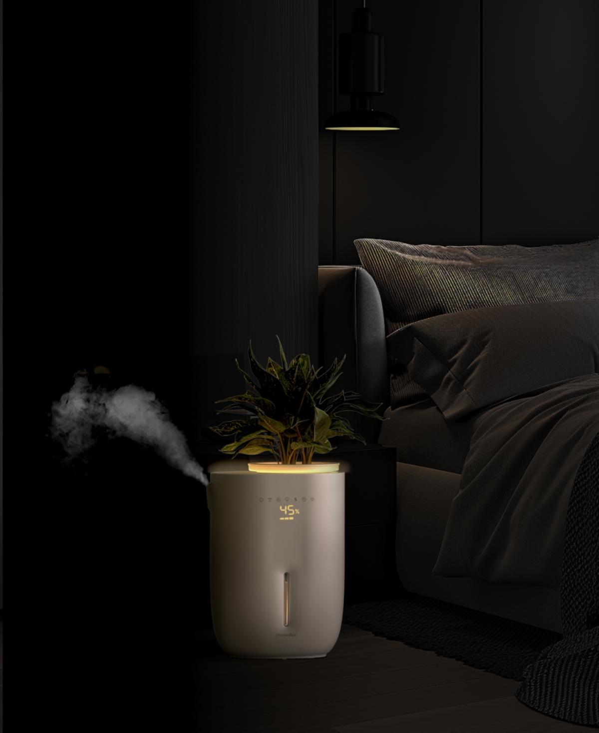 Homedics Warm Cool Mist Humidifier With Small Planter In White