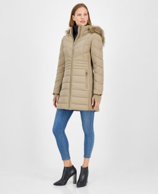 Women's Faux-Fur-Trim Hooded Puffer Coat, Created for Macy's - Macy's