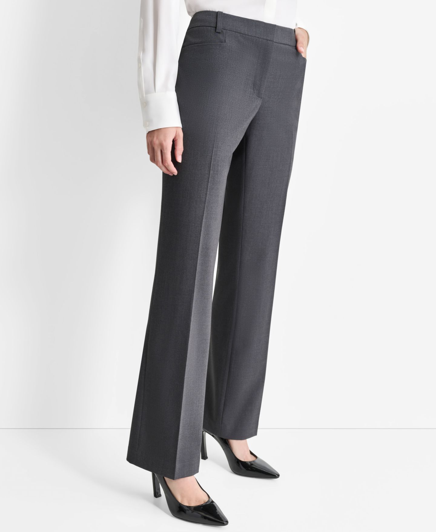 Женские брюки DKNY Mid-Rise Straight Leg, цвет: Угольный — фото 3