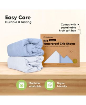 Waterproof Crib Sheets for Boys, Girls, 2pk Baby Fitted Crib Sheet, Waterproof Crib Mattress Protector Sheets