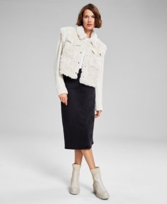Women's Mixed-Media Long-Sleeve Jacket, Created for Macy's 