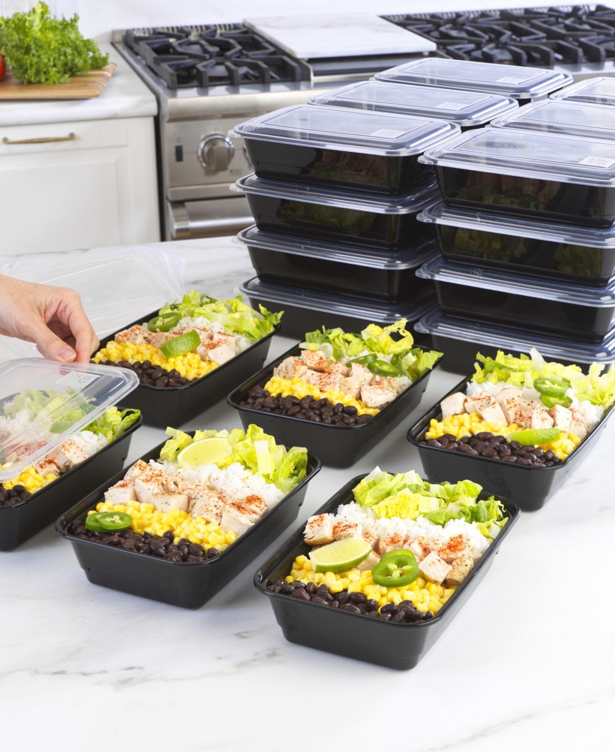Good Cook Meal Prep Rectangle Single Compartment 30 Pack Container In Black