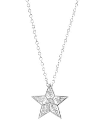 EFFY&reg; Lab Grown Diamond Fancy-Cut Star Pendant Necklace (1 ct. t.w.) in 14k White Gold, 17" + 2" extender