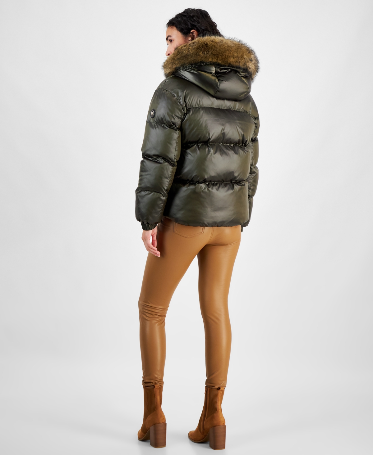 Michael Michael Kors Women's Hooded Faux-Fur-Trim Puffer Coat, Created for Macy's