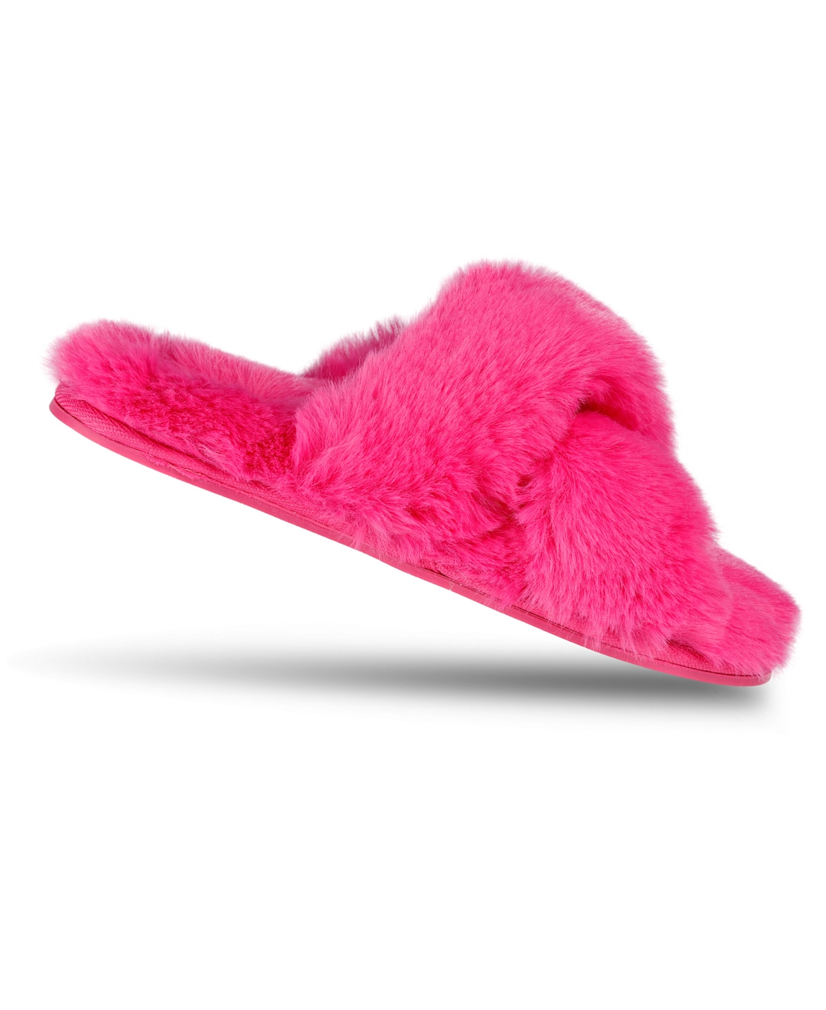 JESSICA SIMPSON WOMEN'S EXTRA SOFT HIGH PLUSH CROSS BAND SLIDE SLIPPERS 