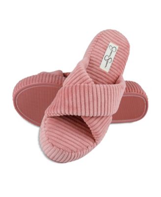 Jessica Simpson Women's Ribbed Terry Cross Band Slide